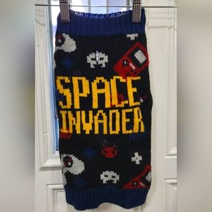 Vibrant life Space Invaders doggie knit sweater size Small